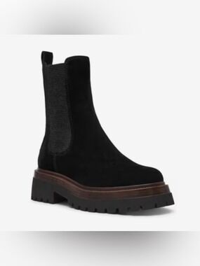 Steve Madden Blitzen Women’s Suede Black Chelsea Lug Boots Pull On - NWT